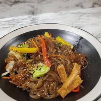 Vegan japchae at Yukon Bunsik in Whitehorse
