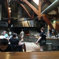 Wood burning pizza oven at Flatbread Company in North Conway