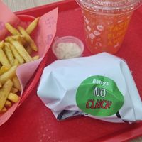 the vegan fillet 'no cluck' burger meal set at Betsy's Burgers in Stoke-on-trent