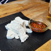 Fresh tofu with spicy dipping sauce - must try!!!! at Jujubetree in Shanghai