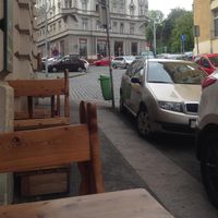 Sitting outside at Plevel in Prague