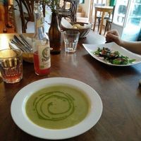 soup and salad at Plevel in Prague