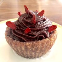 raw vegan chocolate cupcake at Plevel in Prague