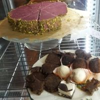 raw cakes and sweets at Plevel in Prague