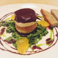 Marinated beetroot with silky tofu, orange and homemade bread. at Plevel in Prague