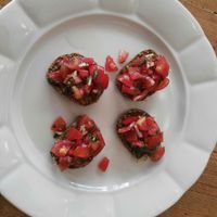 Raw bruschetta at Plevel in Prague