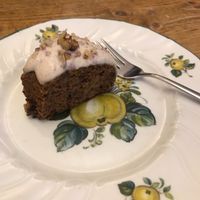 very small portion of carrot cake at Plevel in Prague