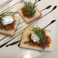 cracker with carrot “salmon” & “caviar” was so delicious but wish there was more! at Plevel in Prague