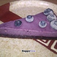 Raw blueberry cake at Plevel in Prague