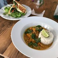 Curry with rice & wrap at Plevel in Prague