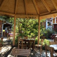 Outside seating at Jelica in Prague