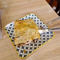 Pincho with tofu and mushroom at Cafe Mandala in Salamanca