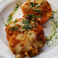 Tomates al horno rellenos de soja at Cafe Mandala in Salamanca