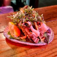 Karaage mushroom sushi tacos - ask for the vegan versionn  at Oi Izakaya in Burleigh Heads