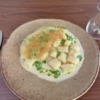 Gnocchi in cashew cream and pesto   at roots in Porto