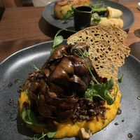 Artichoke with pumpkin puree   at roots in Porto