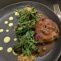 Mushrooms, gravy and greens at roots in Porto