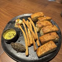 Bread and pate appetizerr  at roots in Porto