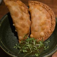 Pasteis with palm heart and kimchi at roots in Porto