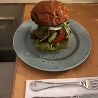 Portobello burger - delicius :-) at Estrella in Prague