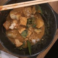 Coconut Curry with eggplant & potatoes  at Estrella in Prague