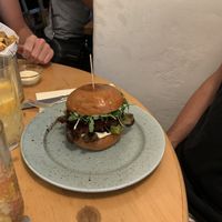 Veggie burger at Estrella in Prague