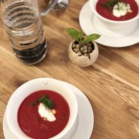Beetroot soup at Estrella in Prague