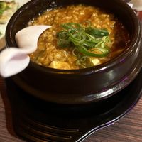 Mapo tofu with soy meat  at The original Shinshu gyoza Tsukumo Yokocho - 元祖信州餃子 ツクモ横丁 in Nagano