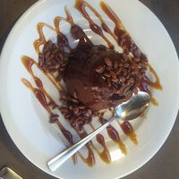 Flan de chocolate at El Palaciu Pintu in Cangas De Onis