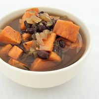 
Black Bean Sweet Potato Soup at Little Green Forks in Duarte