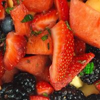 Citrus Mint Fruit Salad at Little Green Forks in Duarte