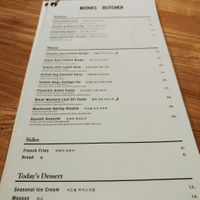 Dishes Menu at Monk's Butcher - Dosan in Seoul