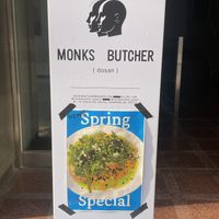 Spring menu on promotion outside   at Monk's Butcher - Dosan in Seoul