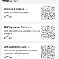 The vegetarian menu  at La Bottega Beer & Grill in Arad