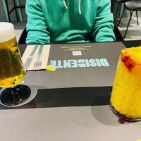 Brutus beer and mango hibiscus lemonade  at Disidente Restaurante Vegetariano in Valencia