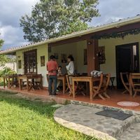 They have a lovely outdoor seating area with wi-fi.  The restaurant is on a secluded and quiet street with a beautiful yard. at Prasādam in Vilcabamba