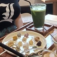 Matcha and a selection of beans based sweets   at Magosan Sohonke in Hakone