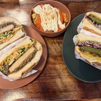 Tonton Katsu, Patatas bravas, Teta burger  at Les Tontons Veg - Paradis in Paris