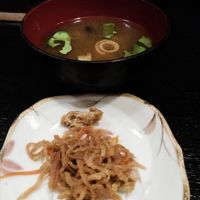 Miso soup - made from 4 types of miso.
Dried daikon shreds at Kinatei 喜菜亭 in Nara