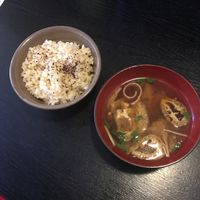 organic brown rice and vegetarian miso  at Kinatei 喜菜亭 in Nara