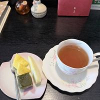 Fruits, sweet and orange peel tea   at Kinatei 喜菜亭 in Nara