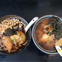 Udon (left) and ramen (right) at Kinatei 喜菜亭 in Nara