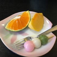 Dango and fruit at Kinatei 喜菜亭 in Nara