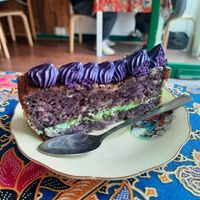 Ube pandan slice at Yes Lah in Manchester