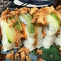 Vegan sushi - sweet potato filling. Huge portions  at Zumuku Sushi  in Manchester
