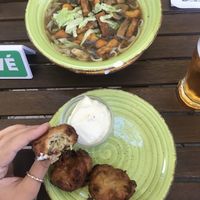 fried onion snack and ramen at Vega Heaven in Kosice