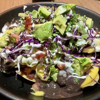 Our fabulous gluten-free nacho dish.  at Marcello's Plant Based Pizza in Cabo San Lucas