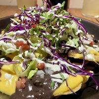 Different view of that nacho dish so you can see the height in it.  at Marcello's Plant Based Pizza in Cabo San Lucas