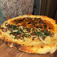 A mixed pizza   at Marcello's Plant Based Pizza in Cabo San Lucas