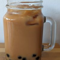 Tiki's Classic with almond milk and boba at Tiki Tea in Portland